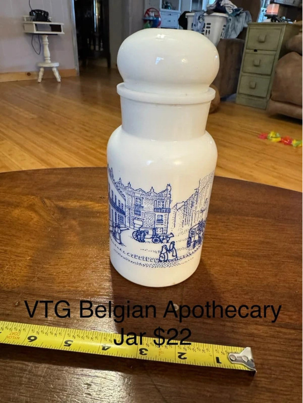Vintage BelgianMilk glass apothecary jar